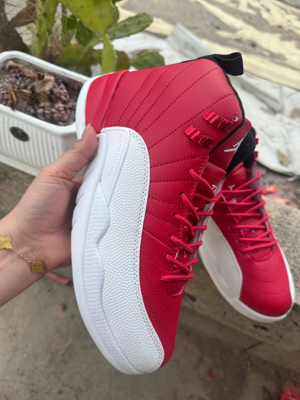 Air Jordan 12 Retro White Red Sneakers