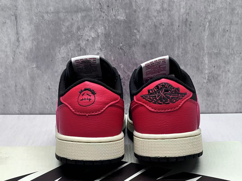 Travis Scott x Air Jordan 1 Low OG SP Black Red Reverse Swoosh Sneakers
