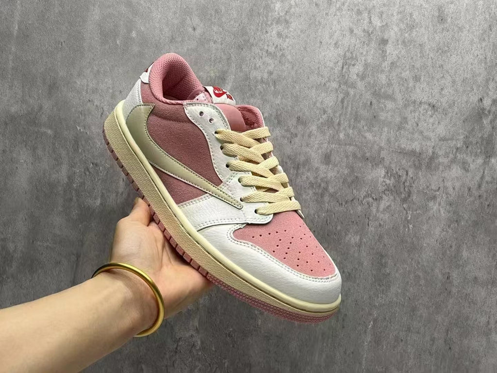 Travis Scott x Air Jordan 1 Low OG SP Macho Pink Reverse Swoosh Sneakers