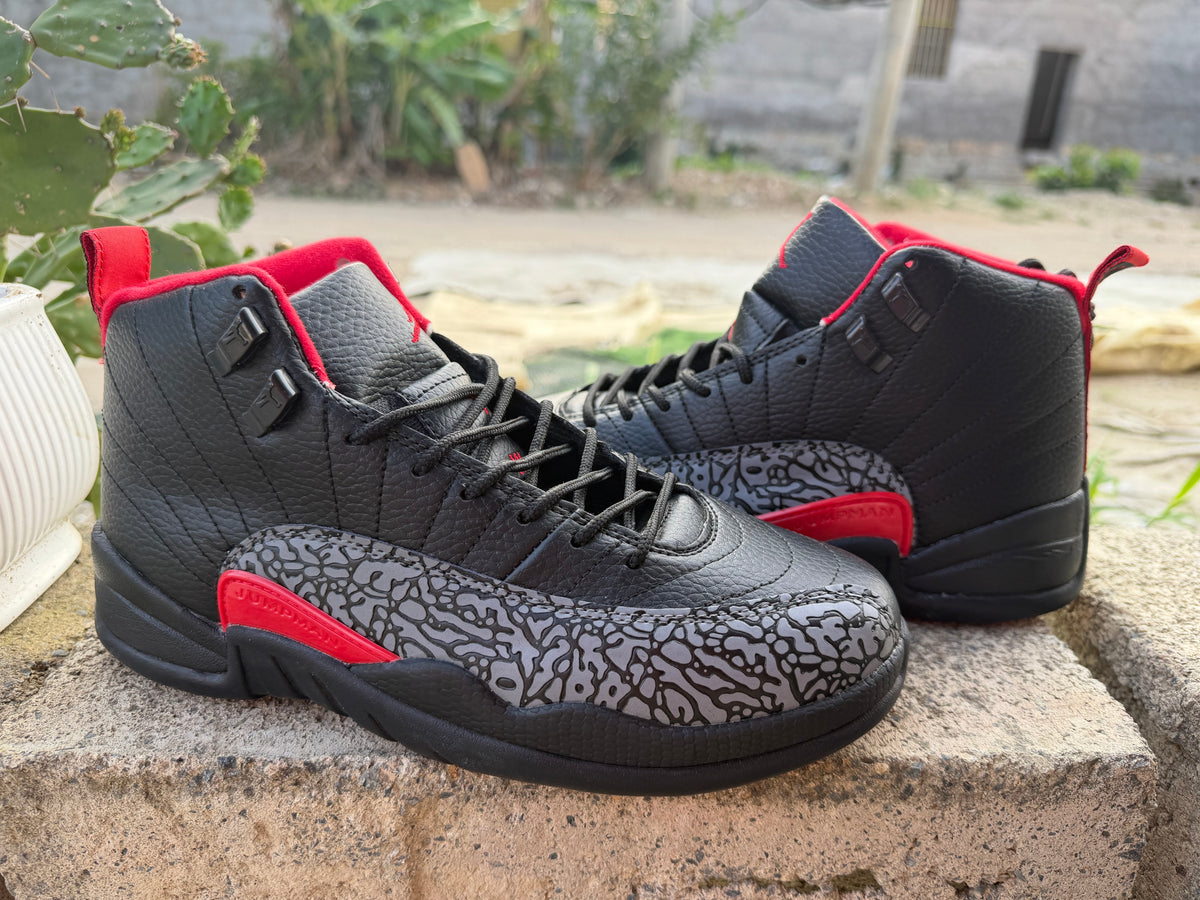 Air Jordan 12 Black Pattern Sneakers for Men & Women