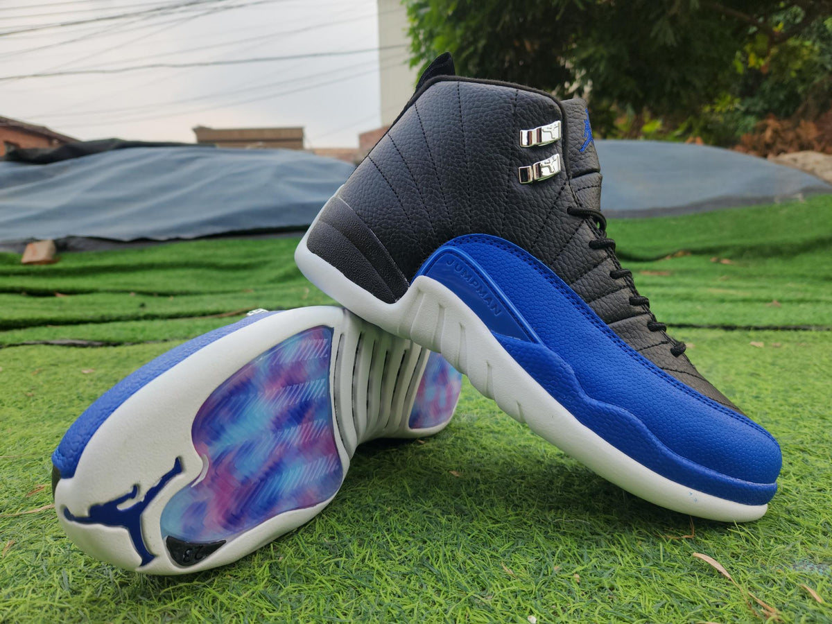 Air Jordan 12 Black Blue White Sneakers for Men & Women
