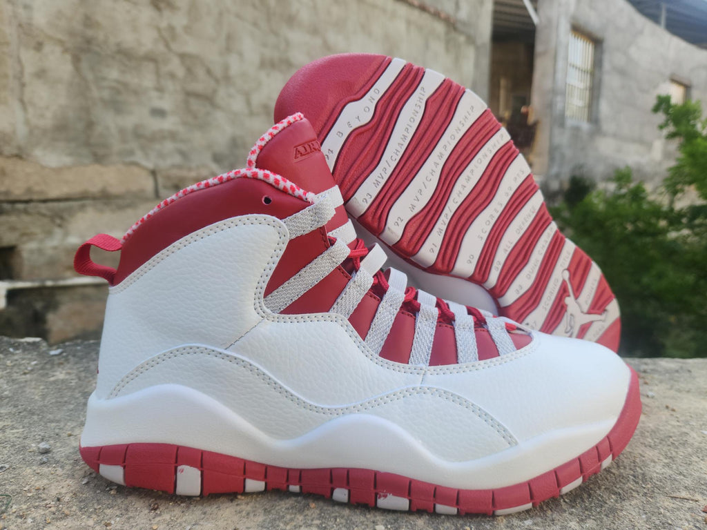 Air Jordan 10 White Grey Red Sneakers