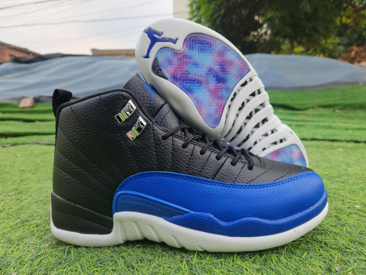 Air Jordan 12 Black Blue White Sneakers for Men & Women