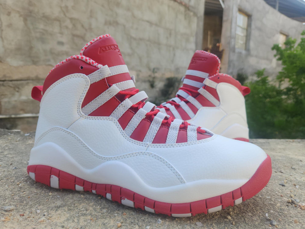 Air Jordan 10 White Grey Red Sneakers