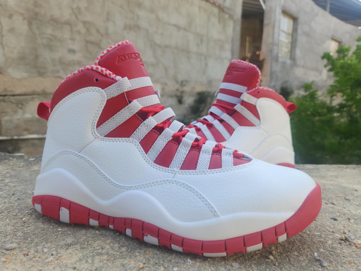 Air Jordan 10 White Grey Red Sneakers