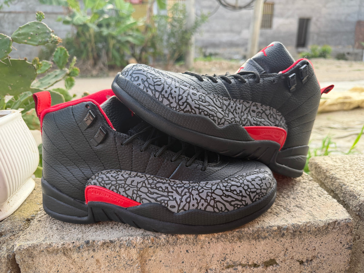 Air Jordan 12 Black Pattern Sneakers for Men & Women