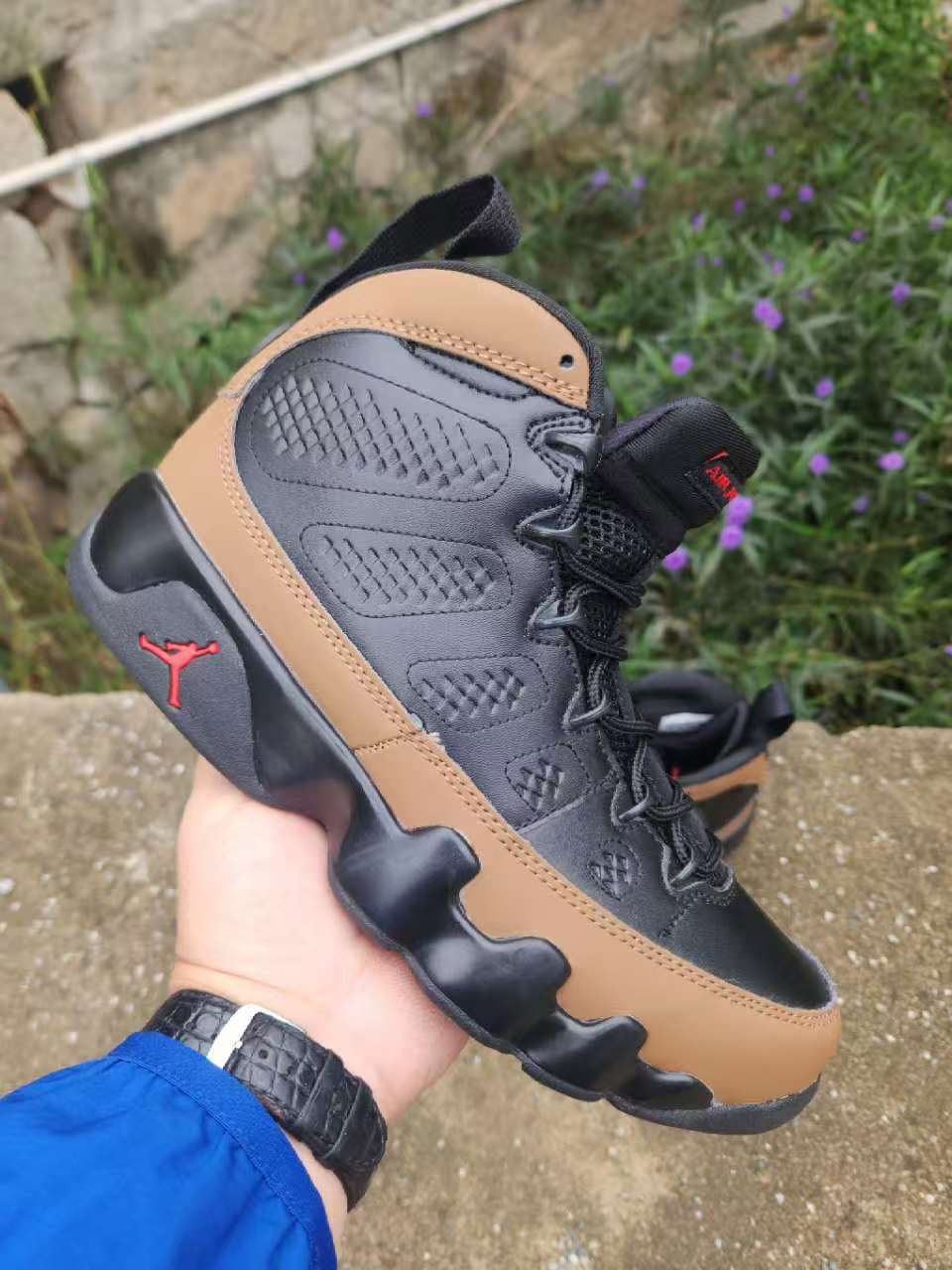 Air Jordan 9 Black Red & Black Brown Sneakers