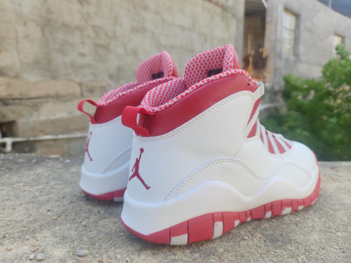 Air Jordan 10 White Grey Red Sneakers