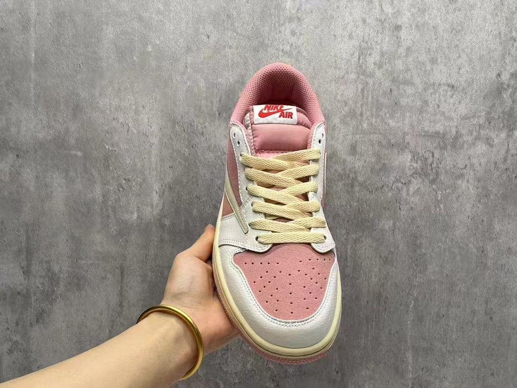 Travis Scott x Air Jordan 1 Low OG SP Macho Pink Reverse Swoosh Sneakers