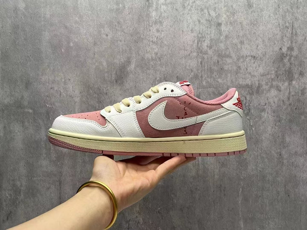 Travis Scott x Air Jordan 1 Low OG SP Macho Pink Reverse Swoosh Sneakers