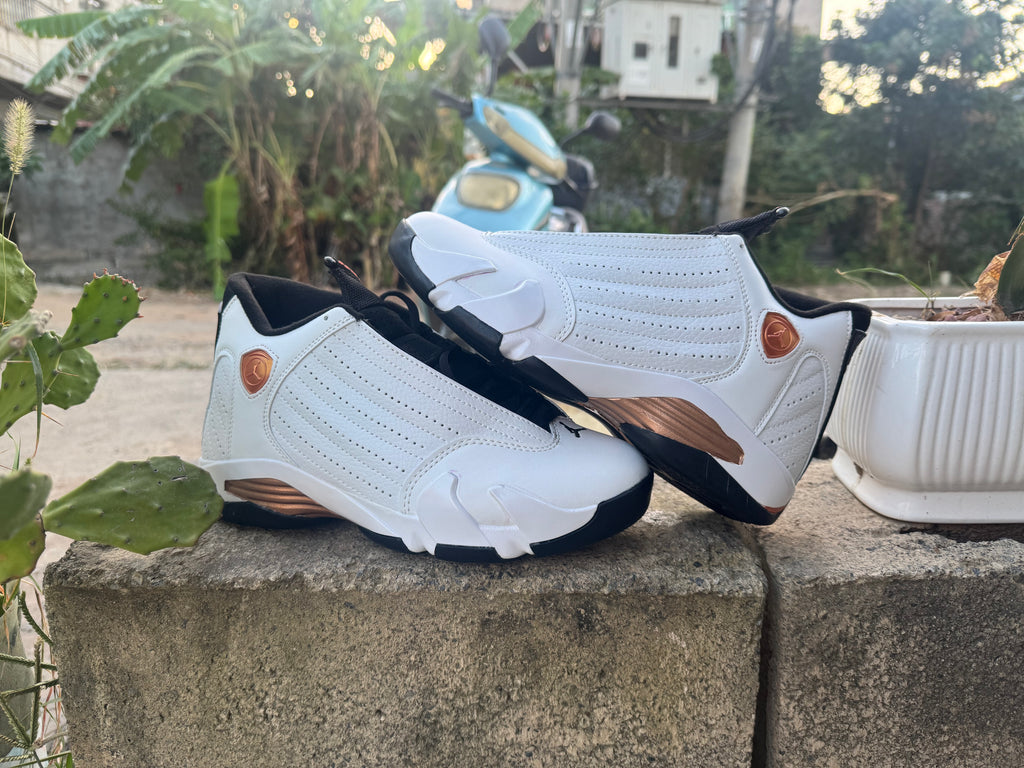 Air Jordan 14 Retro White-Gold Sneakers