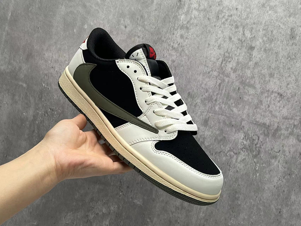 Travis Scott x Air Jordan 1 Low OG SP Black-Olive Reverse Swoosh 5.0 Sneakers