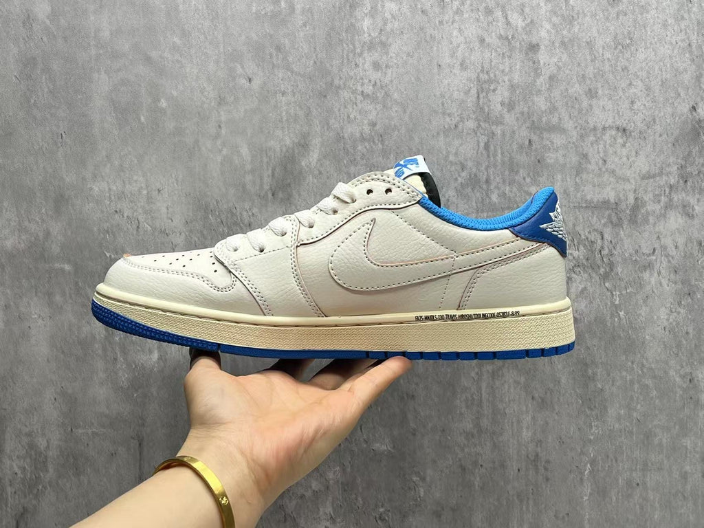 Travis Scott x Fragment x Air Jordan 1 Low OG SP Lightning 2.0 White Black Blue Sneakers