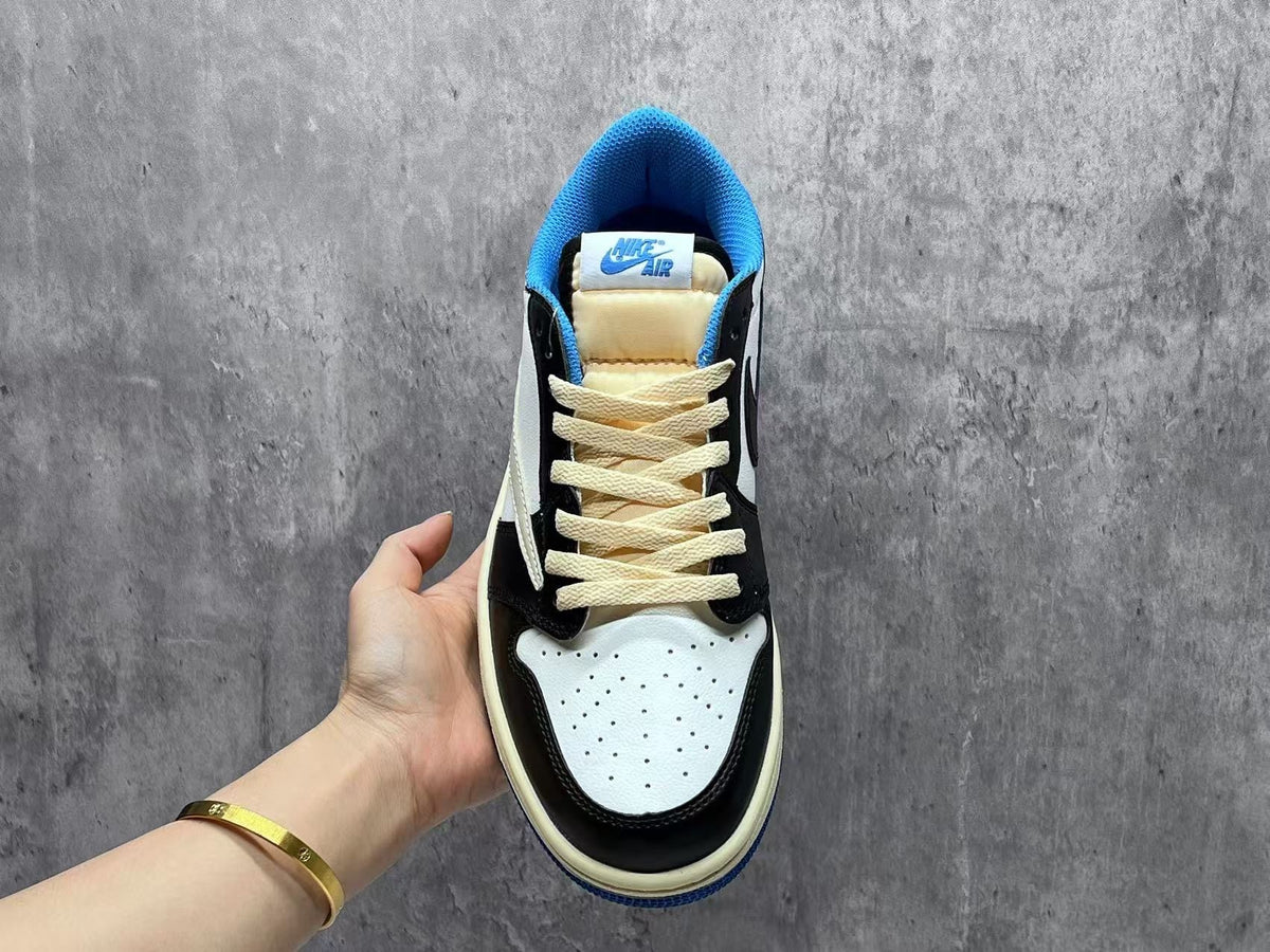 Travis Scott x Fragment x Air Jordan 1 Low OG SP Lightning Reverse Swoosh Sneakers
