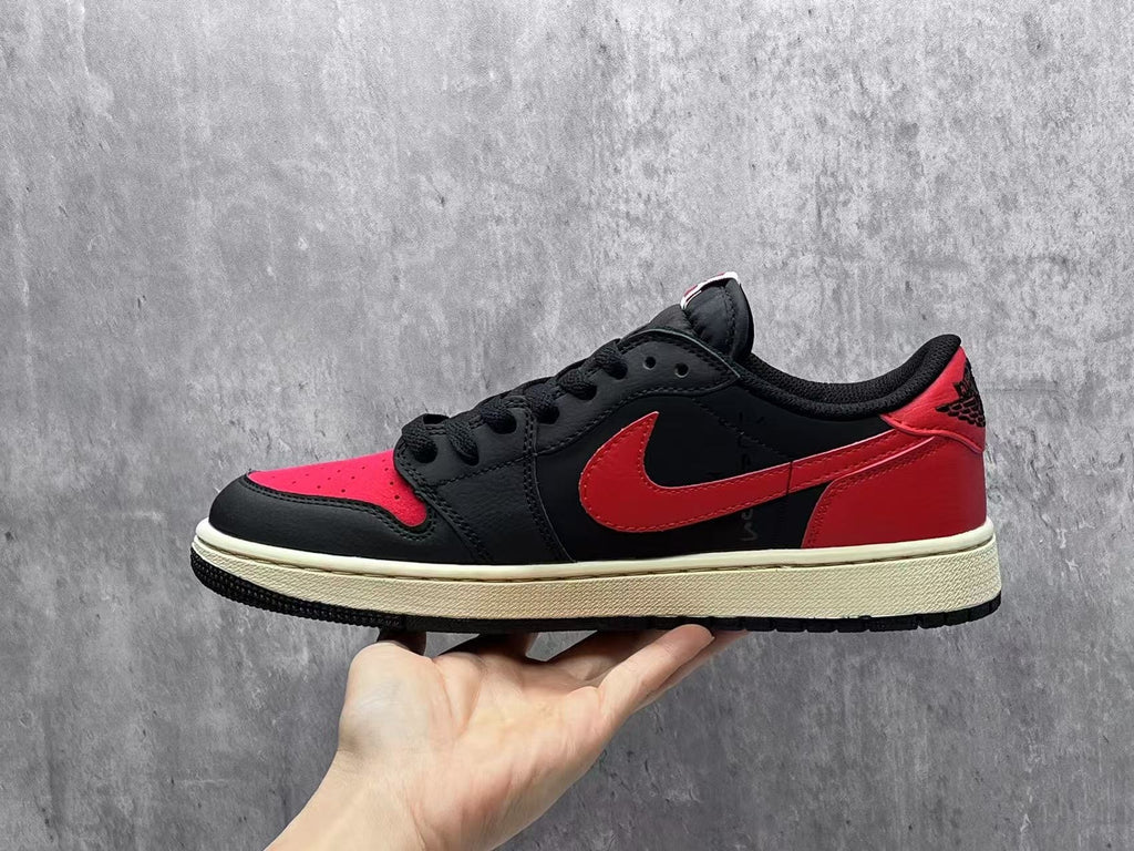 Travis Scott x Air Jordan 1 Low OG SP Black Red Reverse Swoosh Sneakers