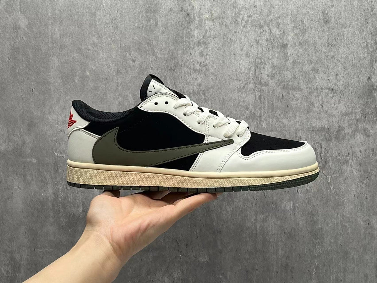 Travis Scott x Air Jordan 1 Low OG SP Black-Olive Reverse Swoosh 5.0 Sneakers