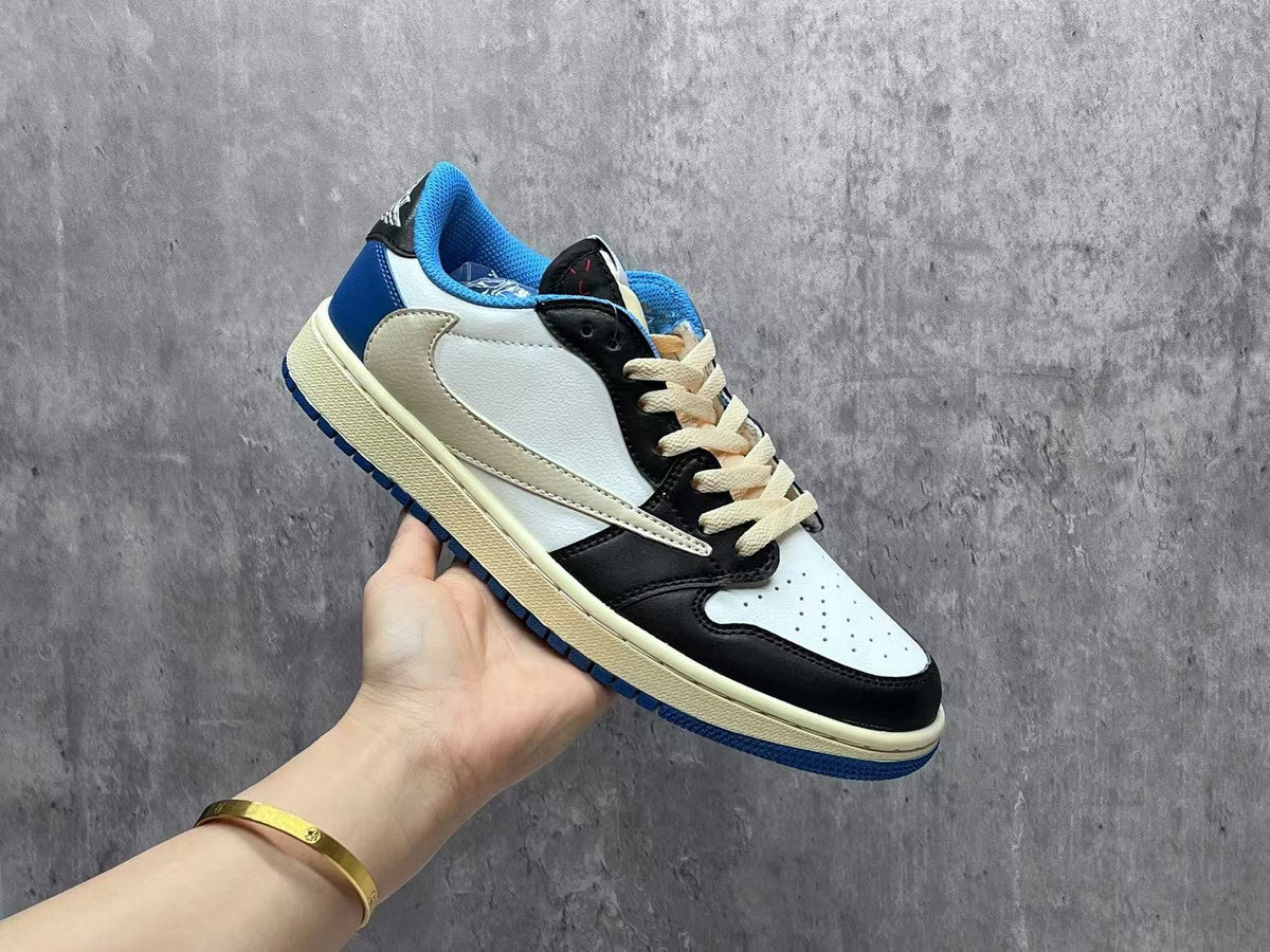 Travis Scott x Fragment x Air Jordan 1 Low OG SP Lightning Reverse Swoosh Sneakers