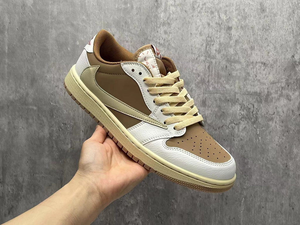 Travis Scott x Air Jordan 1 Low OG SP Light-Brown Pink Reverse Swoosh Sneakers