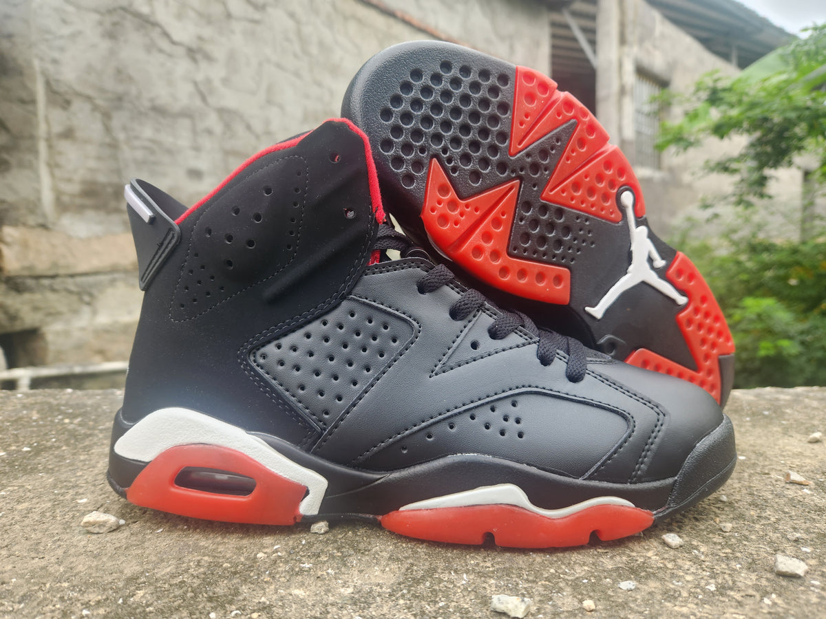 Air Jordan 6 Black Red Multi-Color Sneakers